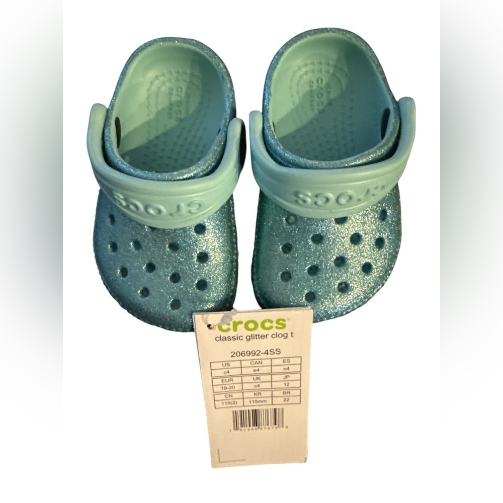CROCS NWT Toddler Glitter Clog - Aqua Sparkle